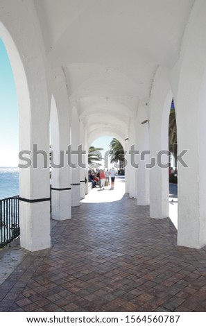 photography from the balcony of Europe, Mediterranean Sea, Nerja, Málaga, Spain, one of the white villages of Andalusia, Spain, holidays, touristic point, famous place, sea, sun, beach, tourist city, 
