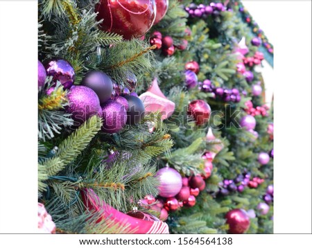 Zoomed in Christmas tree with decorations 