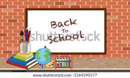 Background with whiteboard on the brick wall illustration