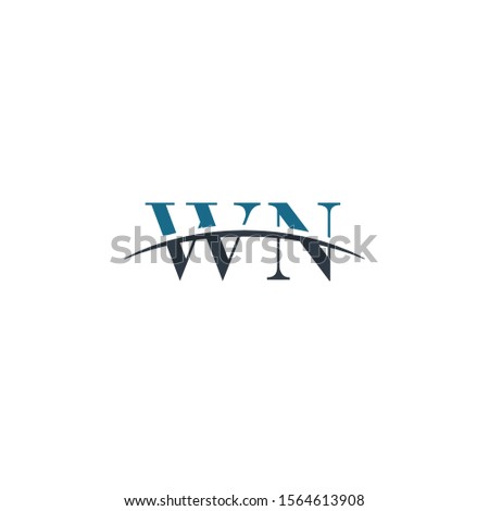 Initial letter WN, overlapping movement swoosh horizon logo company design inspiration in blue and gray color vector
