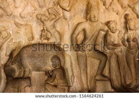The Pallava dynasty in the 7th and 8th centuries statue Royalty-Free Stock Photo #1564624261