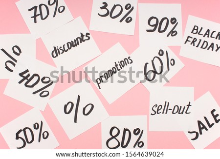 Promotions inscription on a colored background