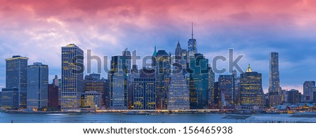 New York City Manhattan sunset  panorama 