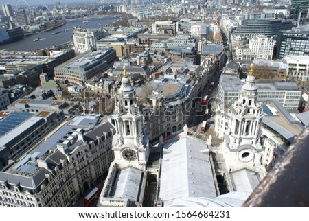 The towers of St. Paul's Cathedral seen from the Golden Gallery of the church
