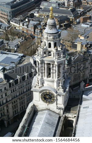 A tower of St. Paul's Cathedral seen from the Golden Gallery of the church