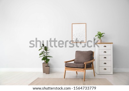 Beautiful home plants in stylish room interior