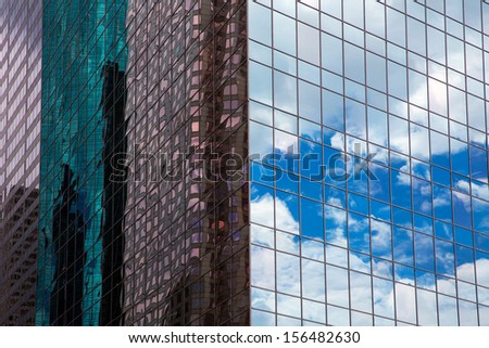 Houston Texas urban city with modern mirror skyscrapers crop detail