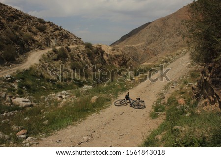 Mountain biking in Kyrgyzstan, Tien Shan mountains near Kochkor
