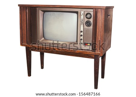 Old and antique analog television on isolate Royalty-Free Stock Photo #156487166