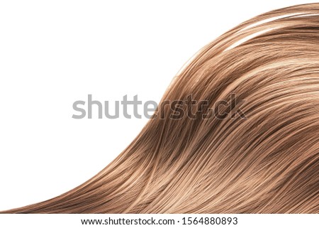 Brown hair wave on white background, isolated. Backdrop for creative. Copy space