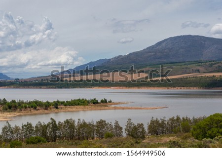 Theewaterskloof Dam and nature reserve landscape background