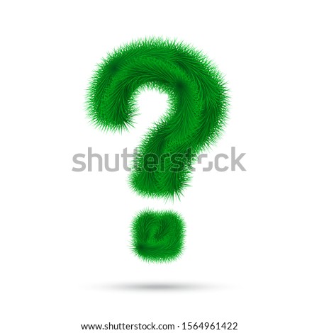 Decorative question sign of fir tree. Christmas and New Year holiday alphabet symbol. Vector font element.