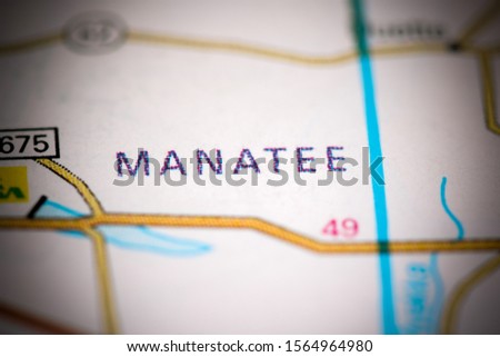Manatee. Florida. USA on a map