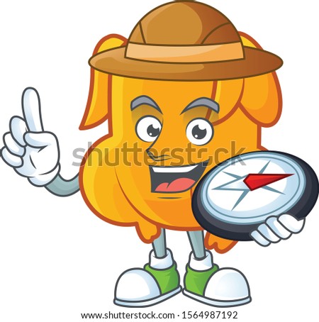 Fried chicken cartoon with the character holding compass
