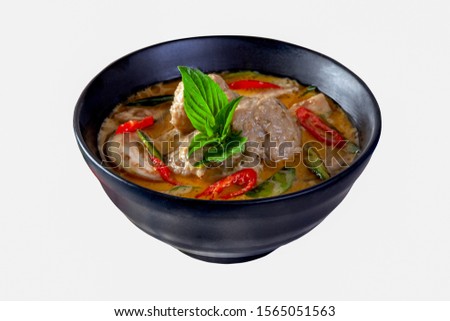 Green Curry With Chicken on wooden background ,Thai cuisine