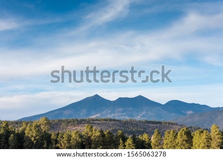 Landscape photo of Mt. Humphreys in Flagstaff Arizona.  Royalty-Free Stock Photo #1565063278