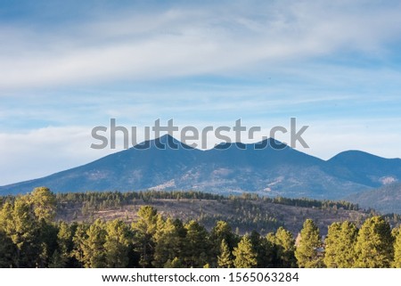Landscape photo of Mt. Humphreys in Flagstaff Arizona.  Royalty-Free Stock Photo #1565063284