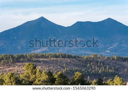 Landscape photo of Mt. Humphreys in Flagstaff Arizona.  Royalty-Free Stock Photo #1565063290
