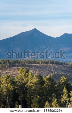 Landscape photo of Mt. Humphreys in Flagstaff Arizona.  Royalty-Free Stock Photo #1565063296