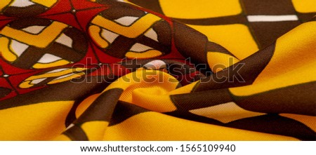 Background texture. silk bright fabric Mosaic geometric shapes Composition with colorful stained glass Grid design Illustration red yellow brown colors