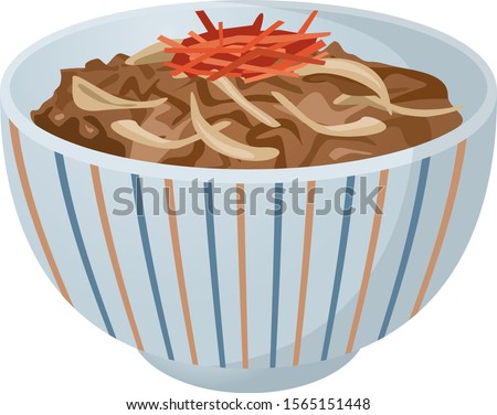 Beef bowl image illustration Japanese food