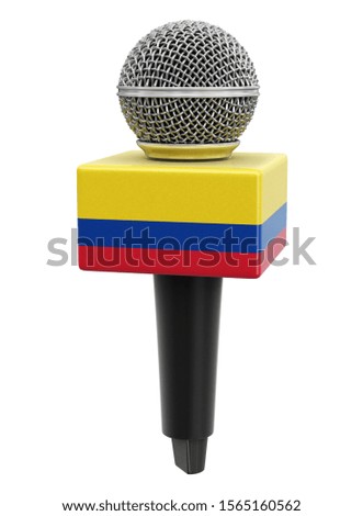 3d illustration. Microphone and Colombian flag. Image with clipping path