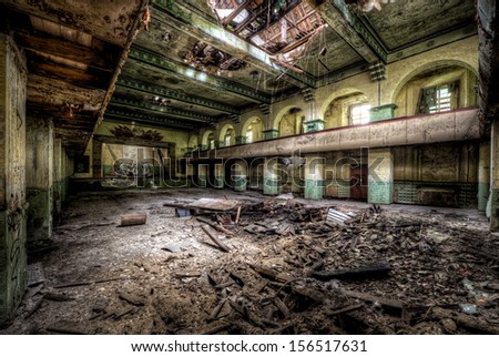 old theater in destroyed russian barracks in former eastern germany