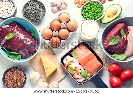 Foods High in Zinc for lowers cholesterol; reproduce health, boosts immune system. Healthy diet concept. Top view 