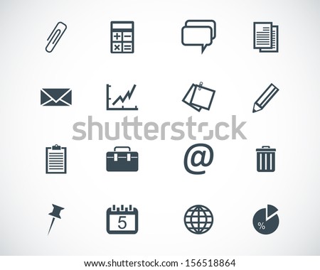 Vector black  office icons set