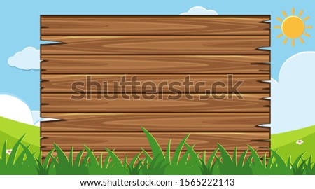 Wooden board with park for background illustration