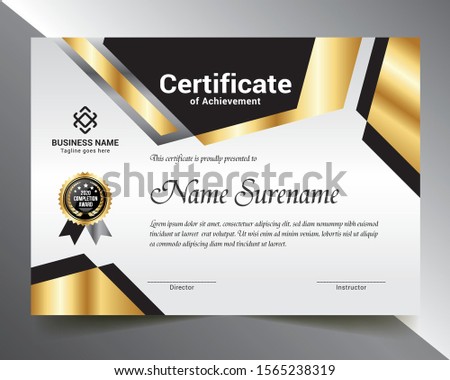 Black & Gold Metal Design certificate template, for multipurpose use like- Achievement, Award, Completion, Appreciation, Eyelash Extension, Nail Extension, Hair Extension, microblading etc.