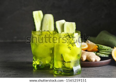 Composition with healthy infused water and ingredients on table