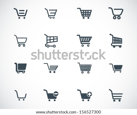 Vector black  shopping cart  icons set