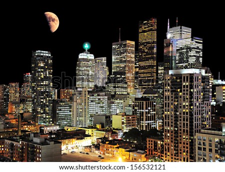 Toronto center. Night city view. Canada. Royalty-Free Stock Photo #156532121