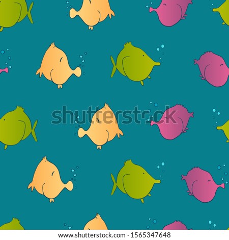 
A fish. Seamless pattern. Vector image of bright fish. Children’s, cheerful print. Print for textiles.