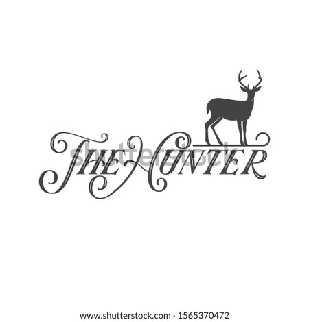 the hunter and deer logo, icon and template
