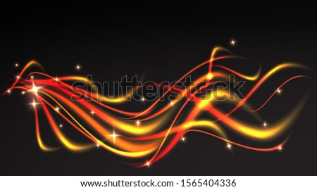 Flame curls, with twinkles, glitter luxury abstract background for web and print decoration, elegant metallic magic firework blurred, motion backdrop