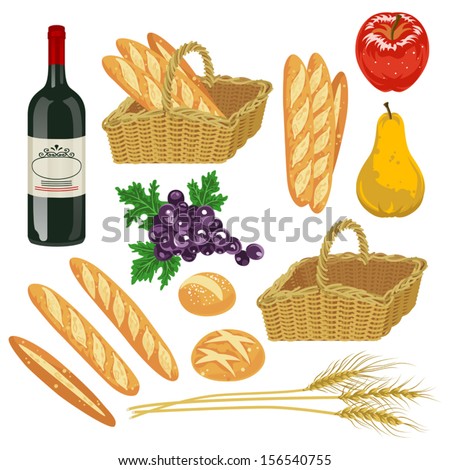 Autumn fruit and Bread,Isolated