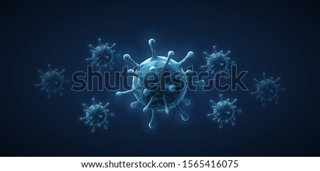 Virus. Abstract vector 3d microbe isolated on blue background. Computer virus, allergy bacteria, medical healthcare, microbiology concept. Disease germ, pathogen organism, infectious micro virology Royalty-Free Stock Photo #1565416075