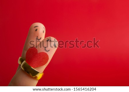 Painted happy fingers smiley in love
