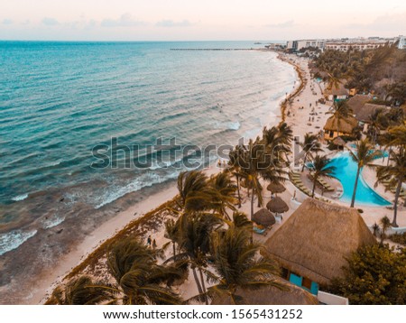 aerial view of Beach and Ocean in Playa del Carmen