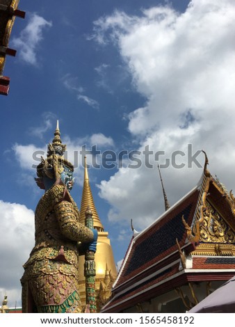Giant (Yak) at the Temple of the Emerald Buddha (Wat Phra Kaew or Wat Phra Si Rattana Satsadaram), Bangkok, Thailand, Southeast Asia. The picture was taken in January 2018.