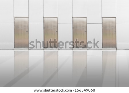 four doors reflecting on floor Royalty-Free Stock Photo #156549068