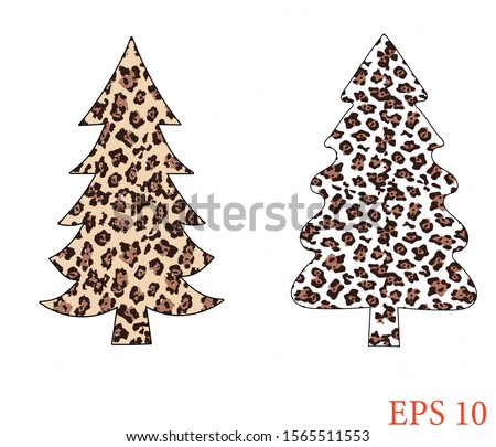 Leopard Christmas trees.  Leopard Christmas t-shirt, Clip art, illustration