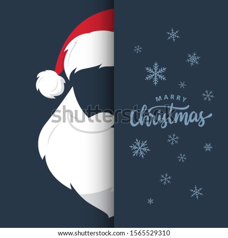 Santa Clause Vector with Merry Christmas Typography