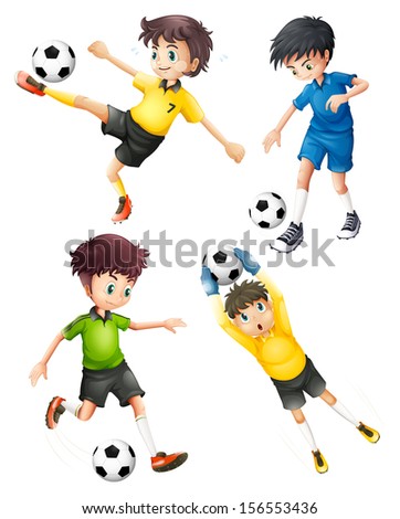 Illustration of the four football players on a white background