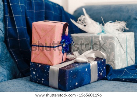 beautiful boxes of gifts.pink and blue boxes