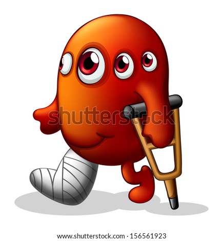 Illustration of a disabled monster on a white background 