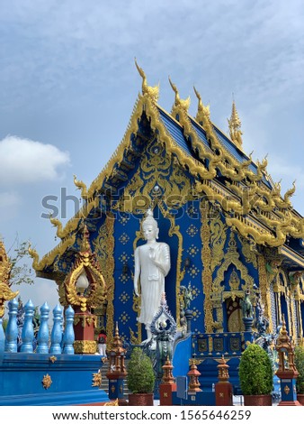 Buddha statue at Wat Rong Seur Ten, Chiang Rai, North of Thailand.