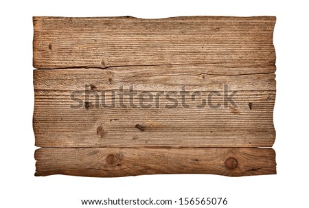 close up of an empty wooden sign on white background Royalty-Free Stock Photo #156565076